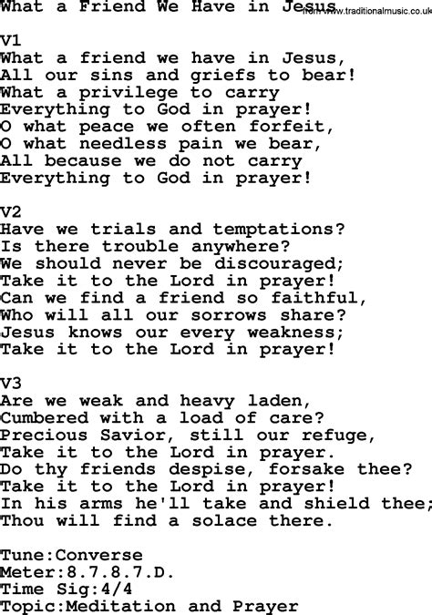 dpwh hymn lyrics pdf|What a Friend We Have in Jesus .